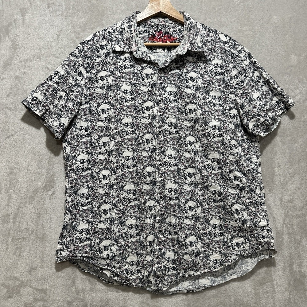 Robert Graham PALOMA Skull Heads Men's Classic Fit Short Sleeve Shirt Size XL